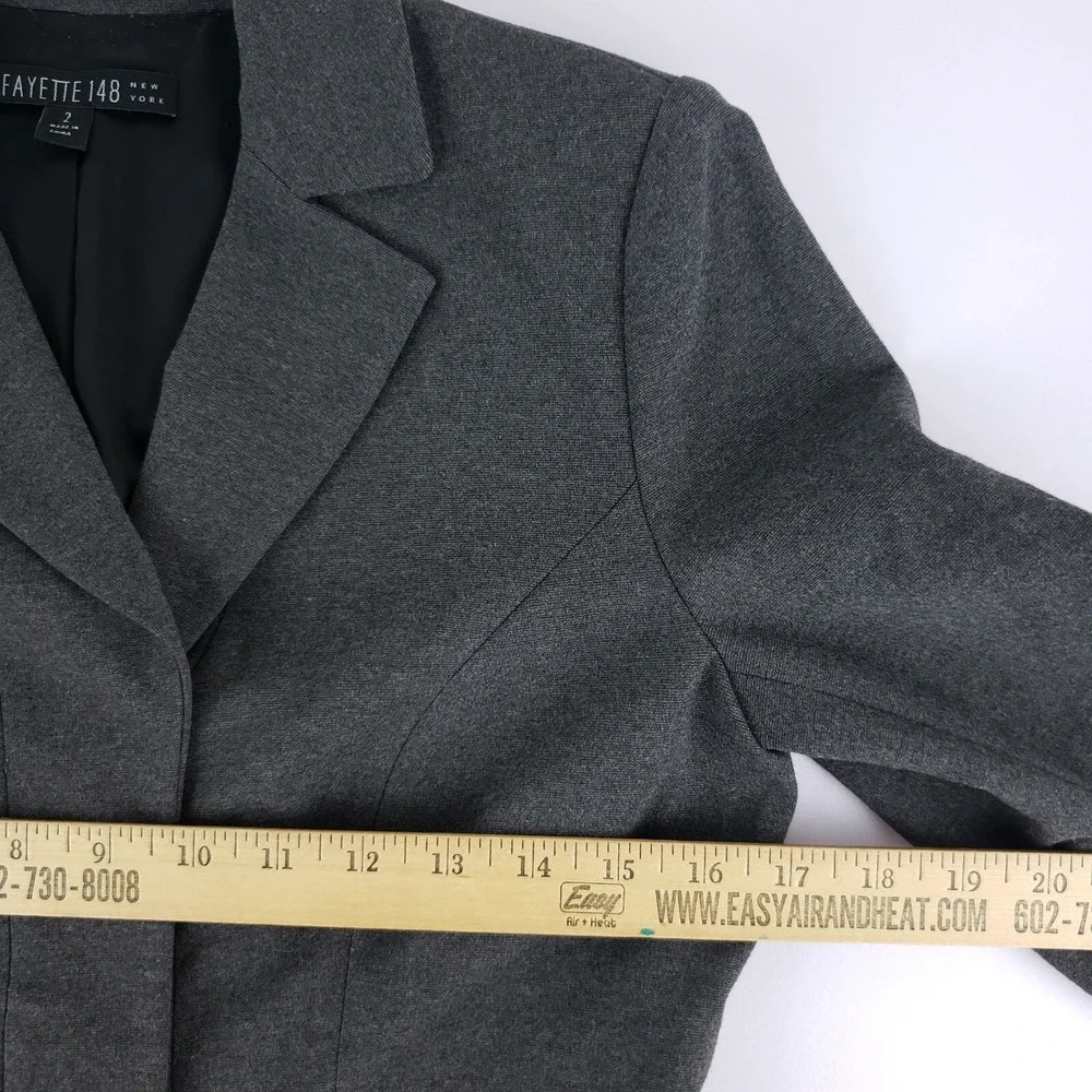 Lafayette 148 Blazer Women's‎ Size 2 Gray Long Sleeve Button Stretch Suit Jacket